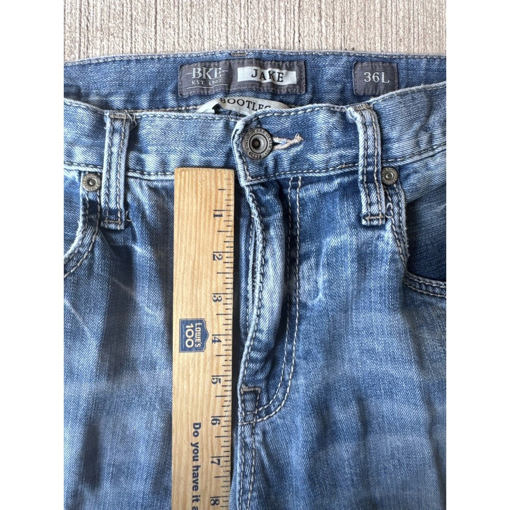 BKE Jake Bootleg Jeans Men's 36L Light Wash Denim Bootcut Stretch - Picture 3 of 12